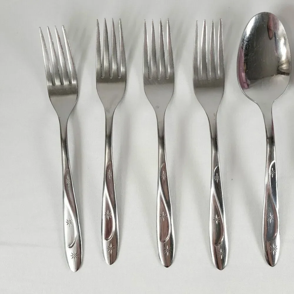 Vintage Americana Star Flatware Set International Stainless Atomic Celestial MCM